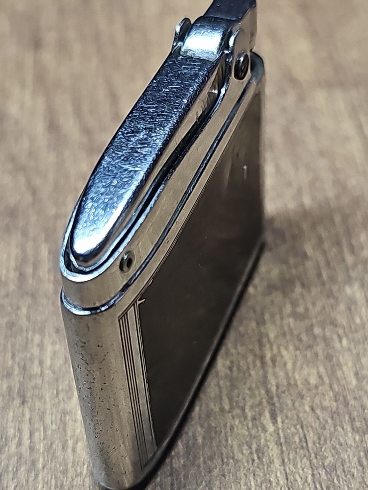 Vintage Working Ronson ADONIS Silver Tone Tortoise Shell Lighter