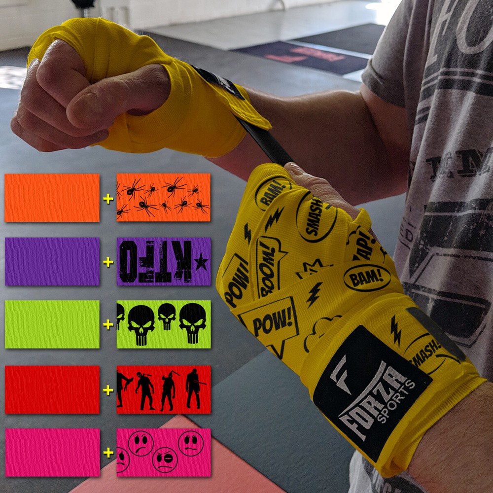 Forza Sports 180" Mexican Style Handwraps - Pattern & Matching Solid 2-Pack