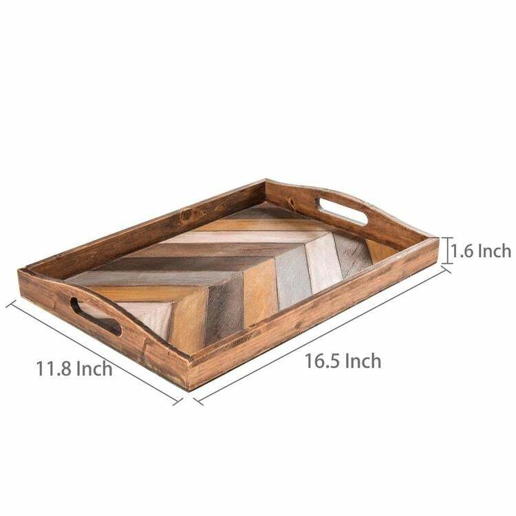 Rustic Wood Chevron Pattern Breakfast Serving Tray
