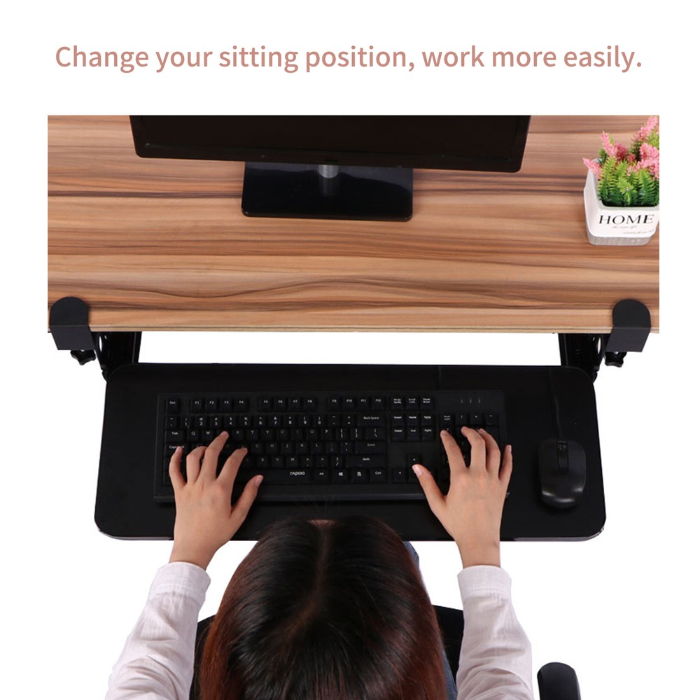 Clamp On Keyboard Tray Under Desk Pull Out Platform Height Adjustable P5Z5