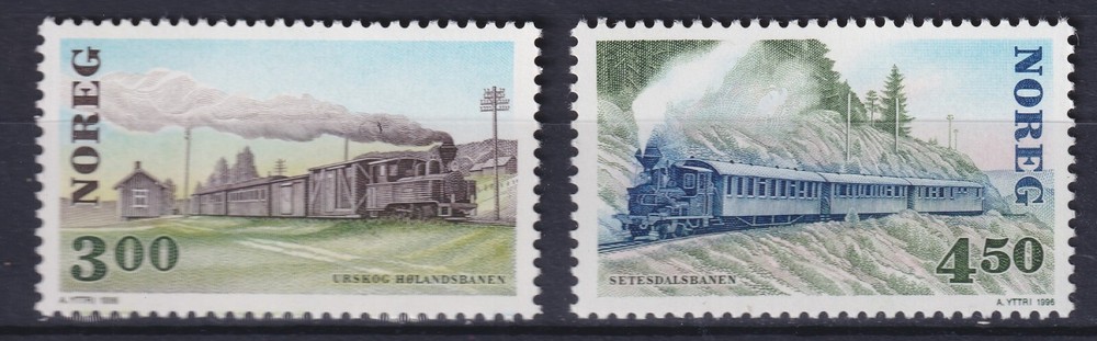NORWAY . 1996 Railway Centennials (1122-23) . Mint Never Hinged