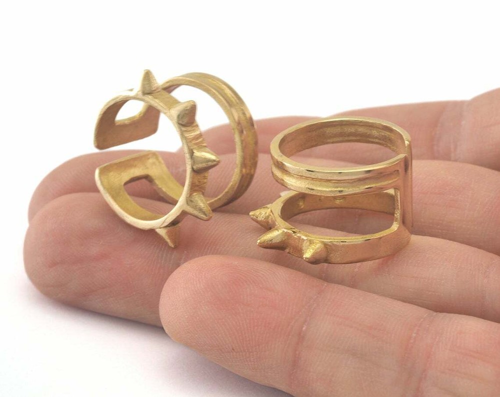 Ring Little Spikes Adjustable Raw Brass 16.5mm 6US innsize Adjustable ) OZ2473