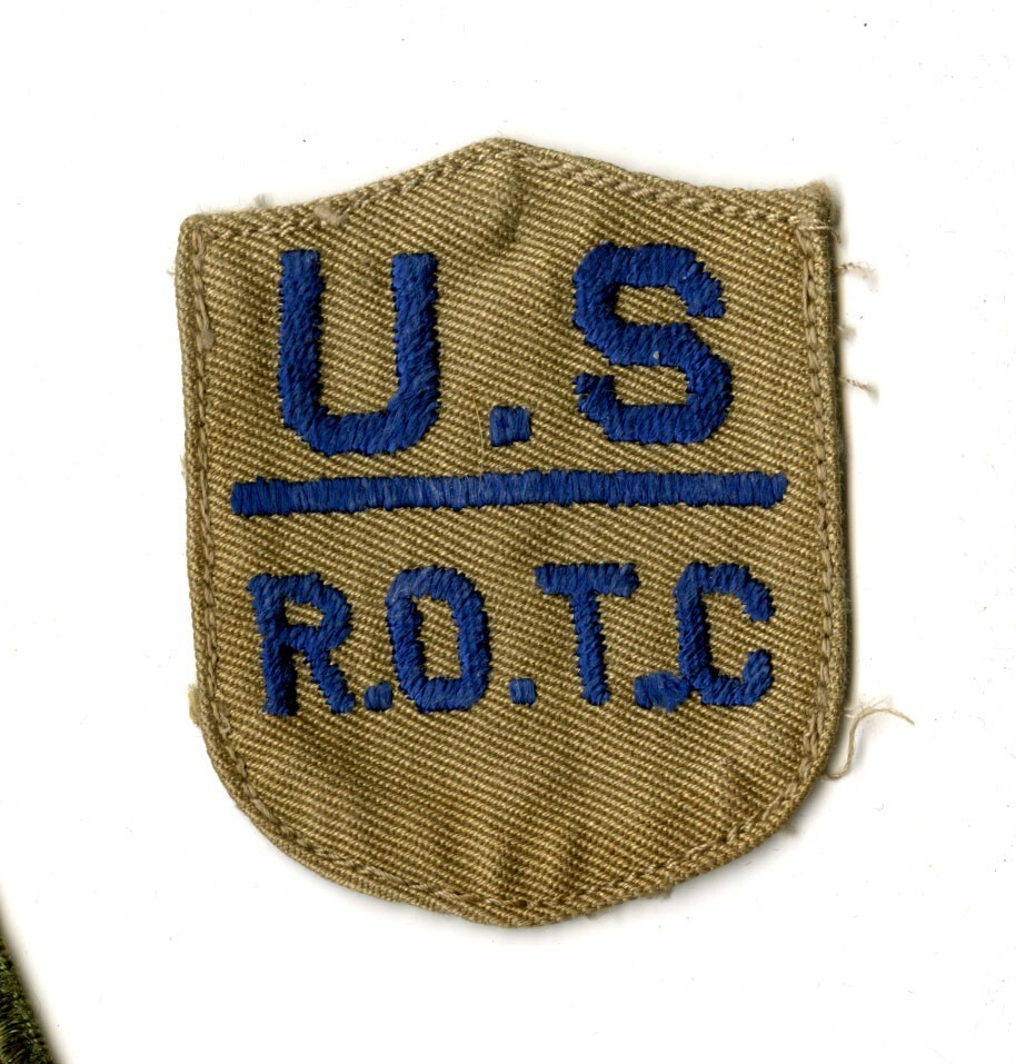 US ROTC Medium Blue Thread on Khaki Twill WWII Vintage