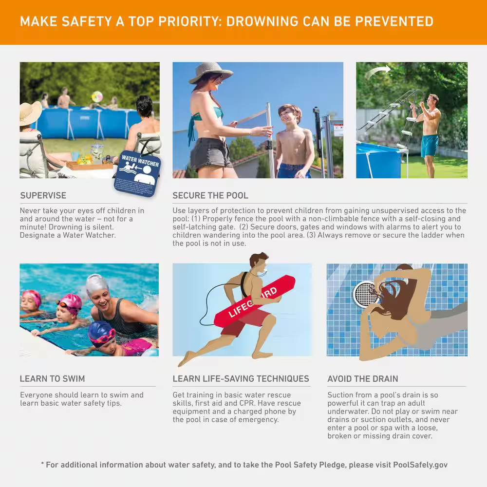 9.8 Ft Soft Sided Frame Pool 26" Deep Above Ground Outdoor Rectangular Backyard