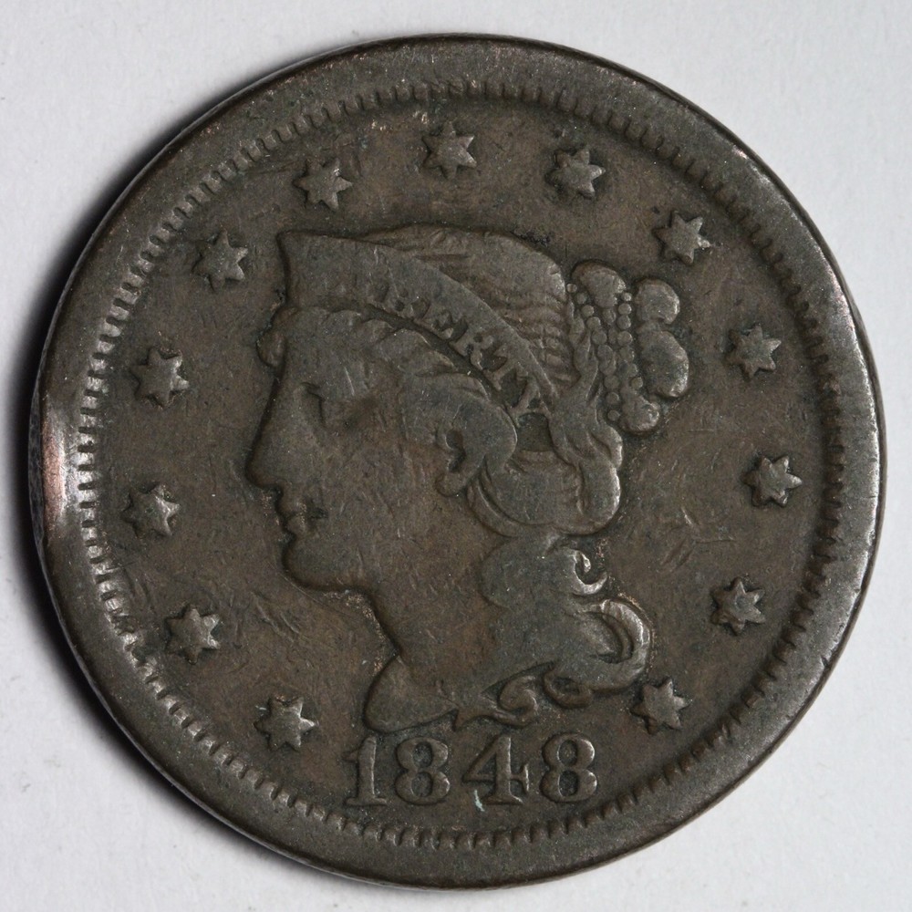 1848 Braided Hair Large Cent FINE E107 SYVP