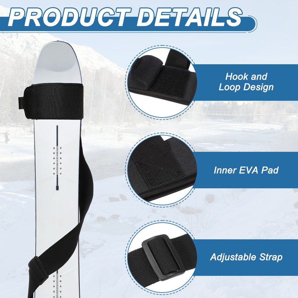 Ski Strap, Adjustable Ski Carrier Shoulder Straps,2Pcs& Black & 45.7"