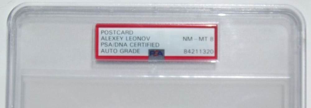 ALEXEI LEONOV Signed Russian Postcard First Man Walk in Space PSA Authenticated