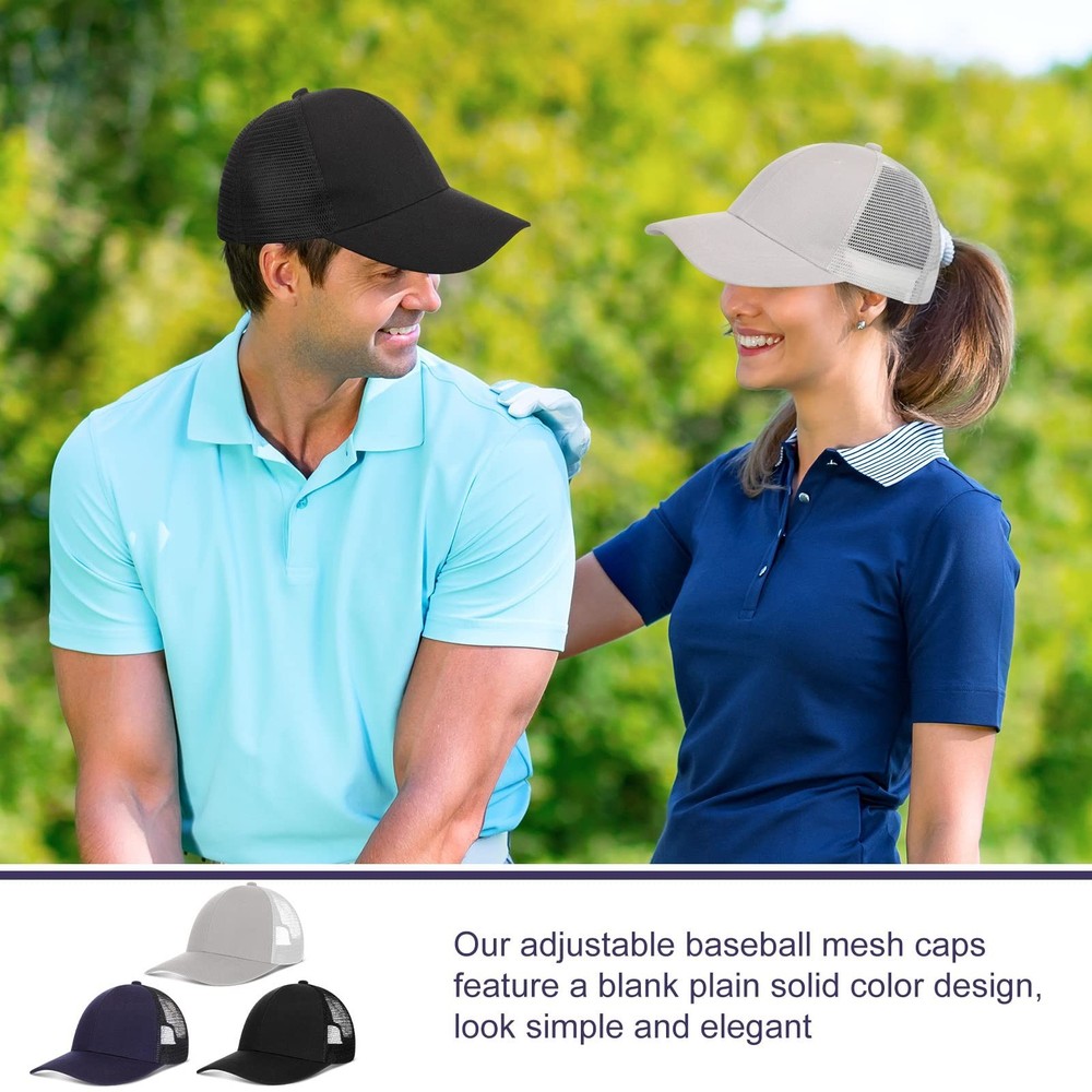 Jecery 15 Pack Unisex Mesh Trucker Hat Baseball Cap Bulk Adjustable Plain Bla...