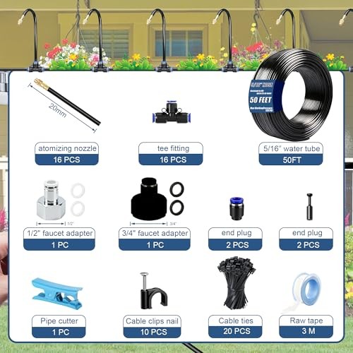 360° Curved Garden Automatic Irrigation System—50FT Drip Irrigation System