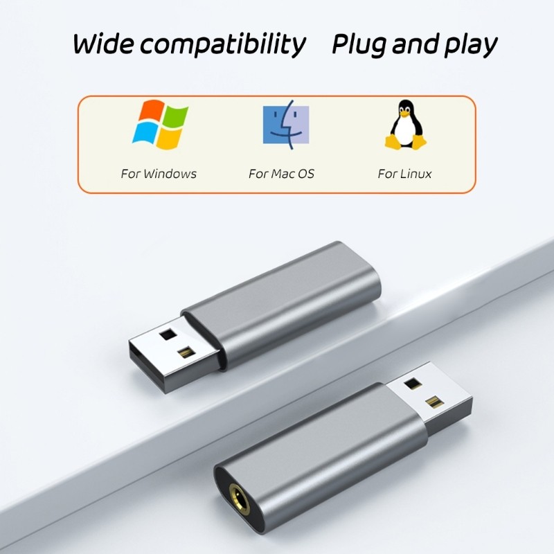Small USB to 3.5mm Jack Adapter USB Adapter Support Computer Laptop