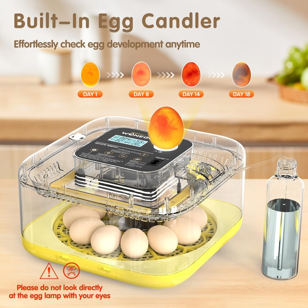 HOWOOlUA 12 Egg Incubator for Hatching Eggs with Auto Turn, Temp & Humidity C...