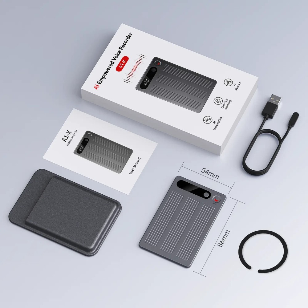 AI Voice Recorder , 64GB Memory, App Control, 112 Languages Support