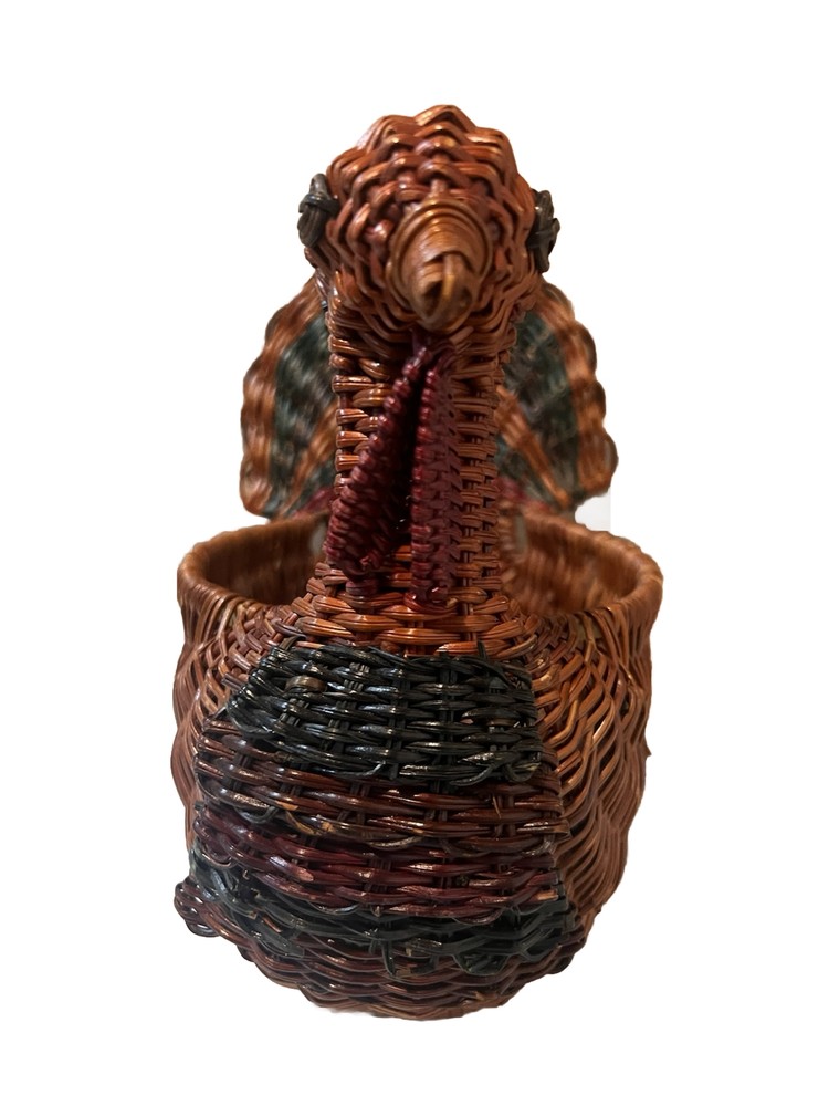 Vintage Wicker Basket Turkey Shape 10”