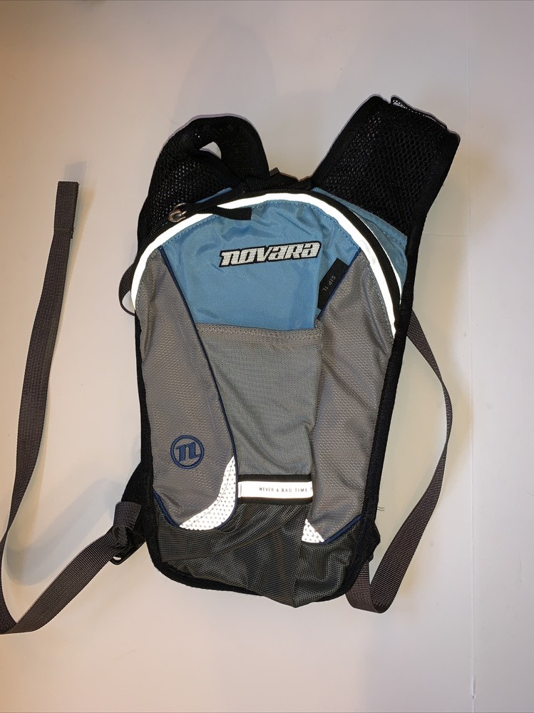 Novara Kids Hydration Pack  Backpack Blue Grey No Bladder Sip 1L