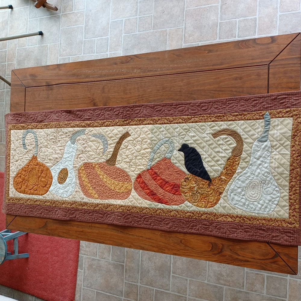 Quilted Table Runner Or wall hanging. Hand Appliqued