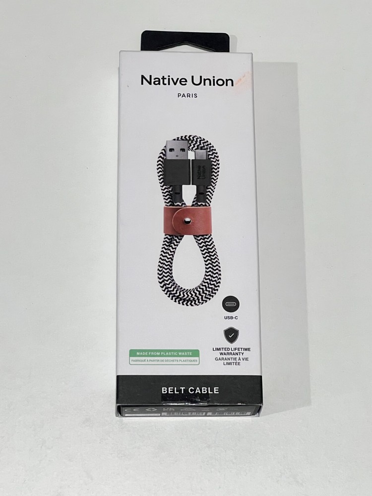 Native Union Belt Cable 4' USB-C to USB-A Cable - Zebra OPEN BOX