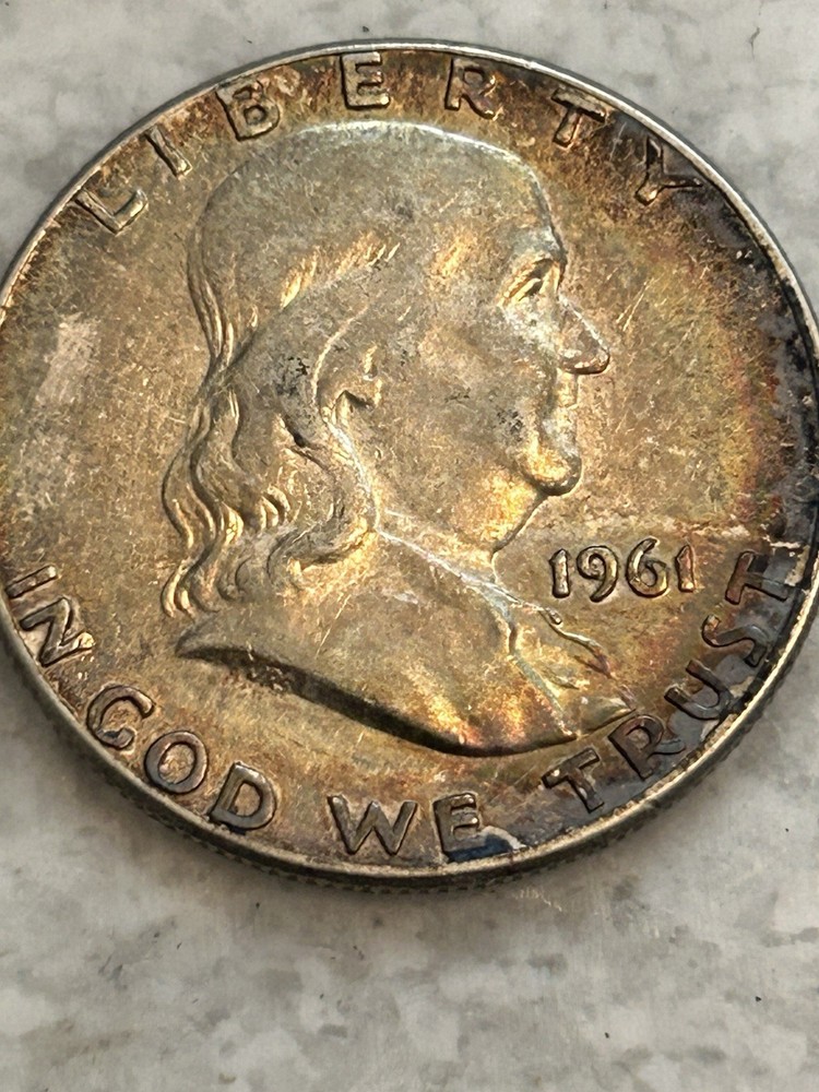 1961 franklin half dollar Rainbow Toning