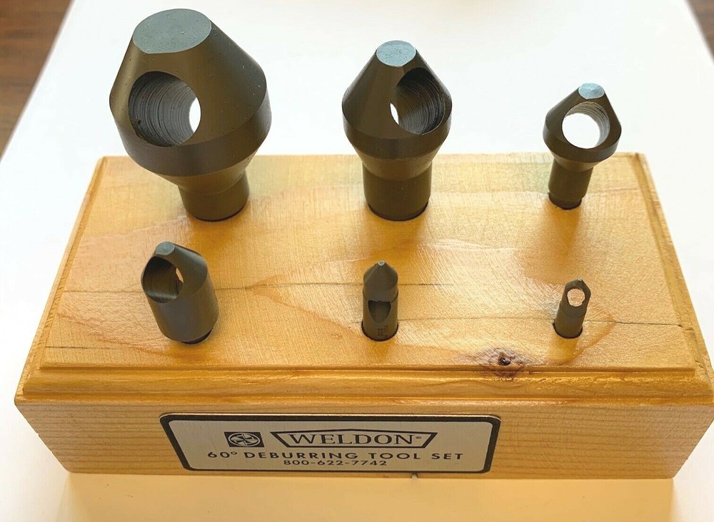 WELDON 60 DB 6 PC 60 DEG ZERO FLUTE COUNTERSINK & DEBURRING SET - USA