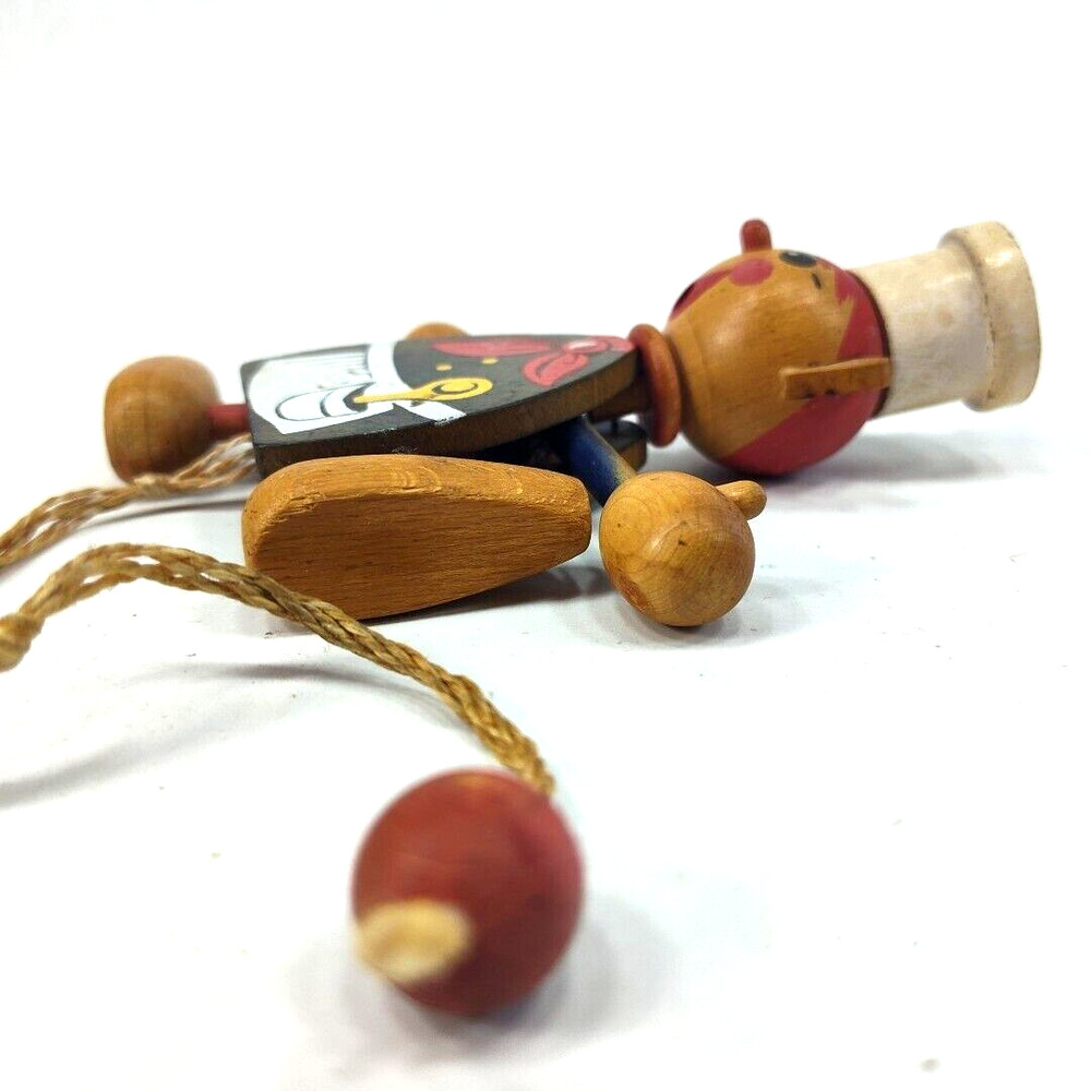 Vintage 1963 Gregor Creations Chef Wooden Pull String Toy