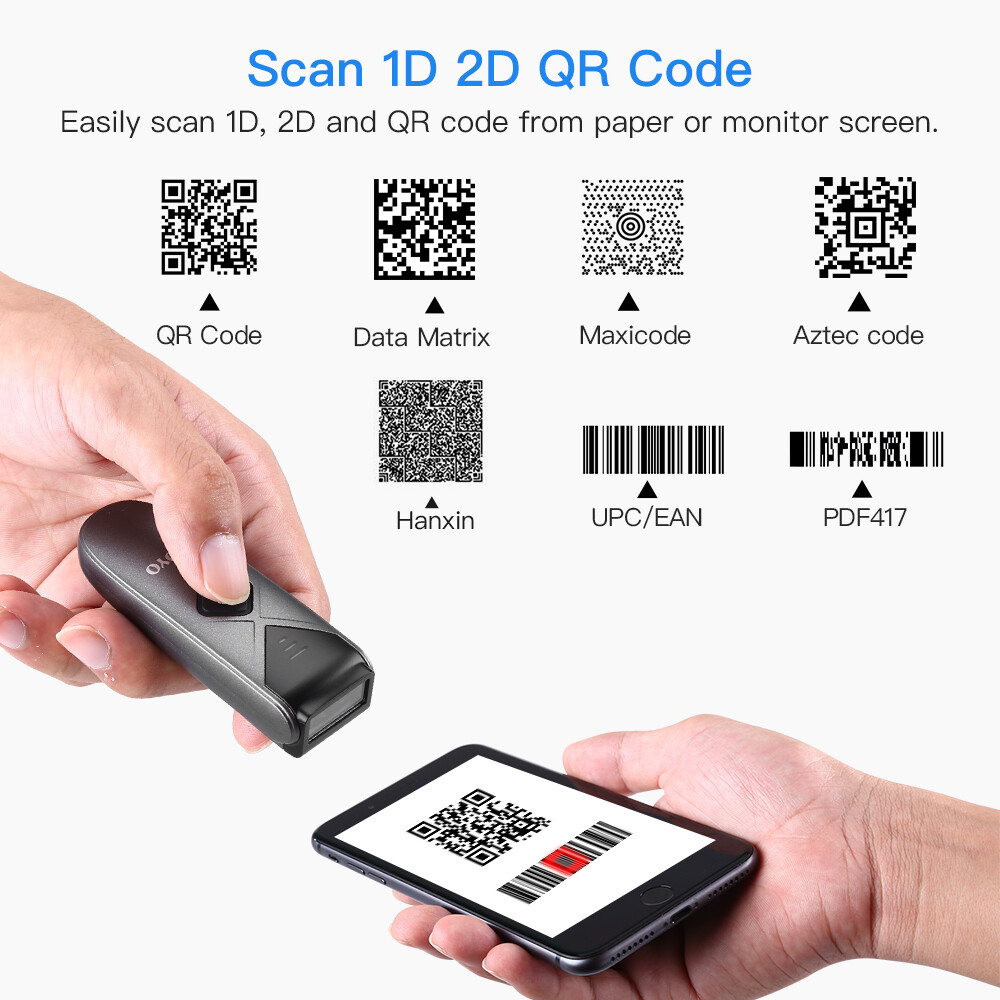 EYOYO Mini Wireless 2D QR Code Barcode Scanner Bluetooth USB Reader for PC Phone
