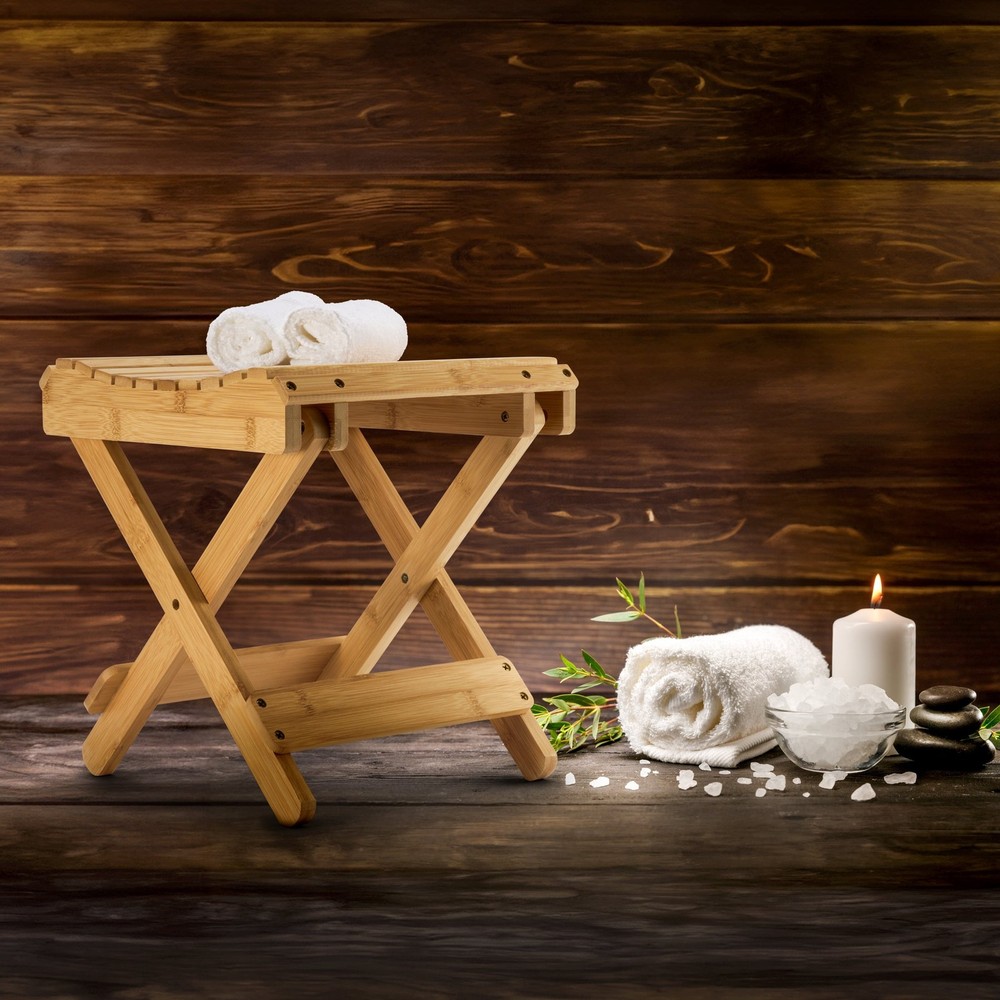Sorbus Bamboo Folding Step Stool Bench, Natural