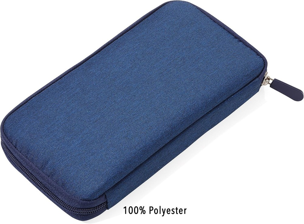 Travel Document Case with RFID Protection, 12 Compartments, Zip Closure
