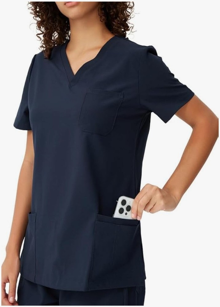 Navy Blue Polyester Scrub Set -- Women's  XL