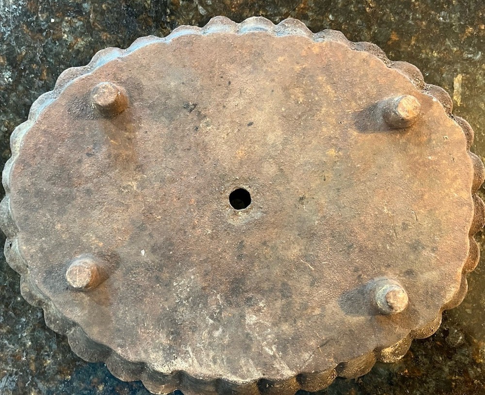 Vintage Cast Iron Oval Base, Bird Bath Top? Boot Scraper Bottom Repurpose