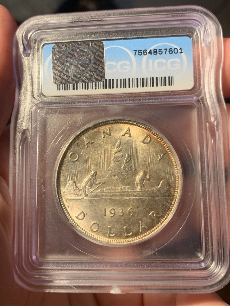 1936 Canada Silver Dollar ~ ICG MS63 ~