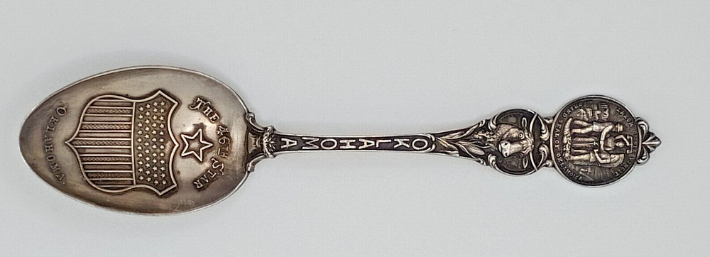 STERLING SILVER SOUVENIR SPOON OKLAHOMA 46TH STATE