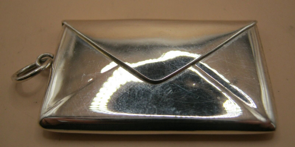 Victorian Style Birmingham Sterling Silver Double Envelope Stamp Case Box Holder