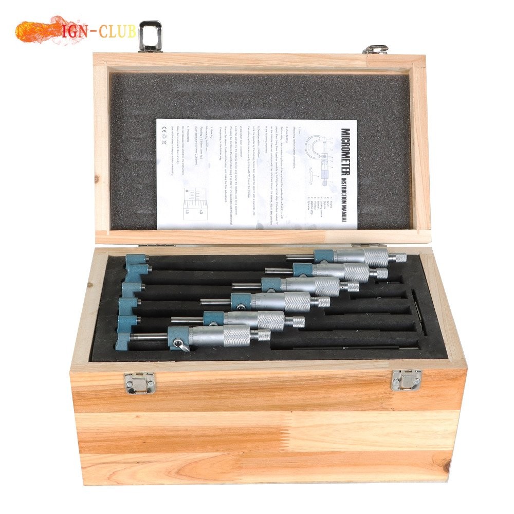 Precision Outside Micrometer 6 Pack 0-6" 0.0001" Carbide Standards Set
