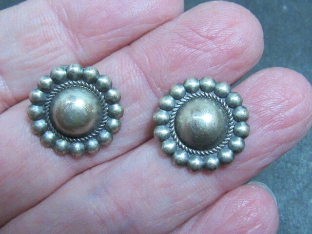 small button southwestern sterling earrings