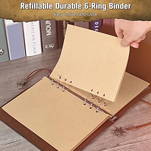 Leather Journal Notebook, Vintage Spiral Notebook Refillable Daily Black