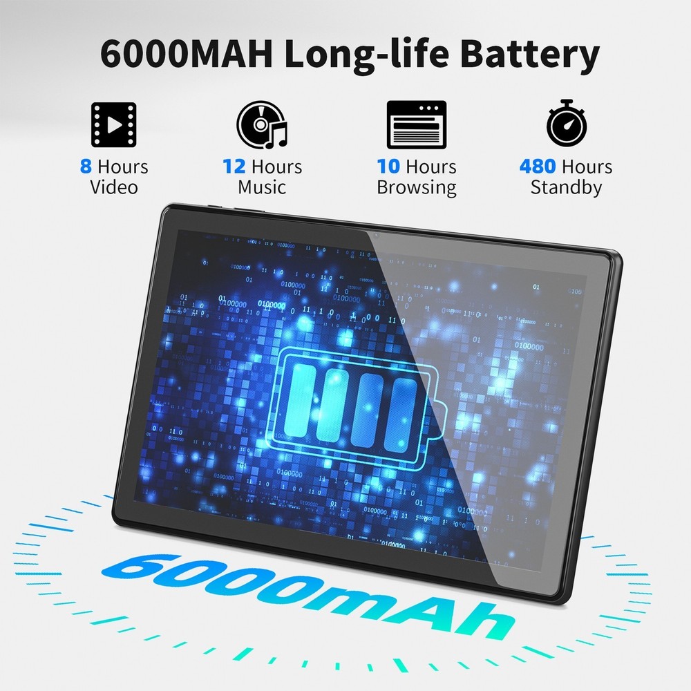 SGIN 10.1'' Tablets 4GB 64GB ROM Android 12 Quad-Core Processor WiFi Dual Camera