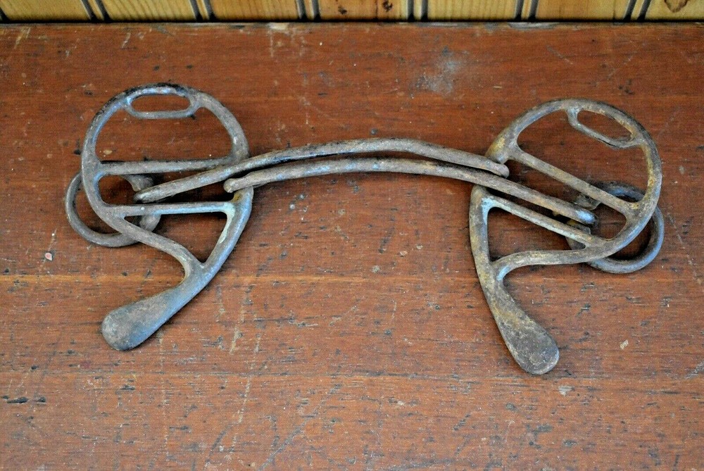 RARE!  1800s Double Full Cheek Horse Training Bit 3 3/4"