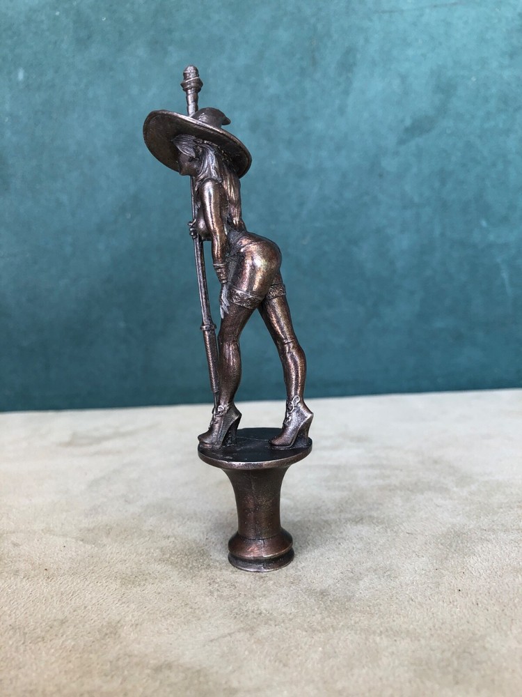 Topless Witch With Staff Pipe Tamper/Figure, Solid Fine Pewter