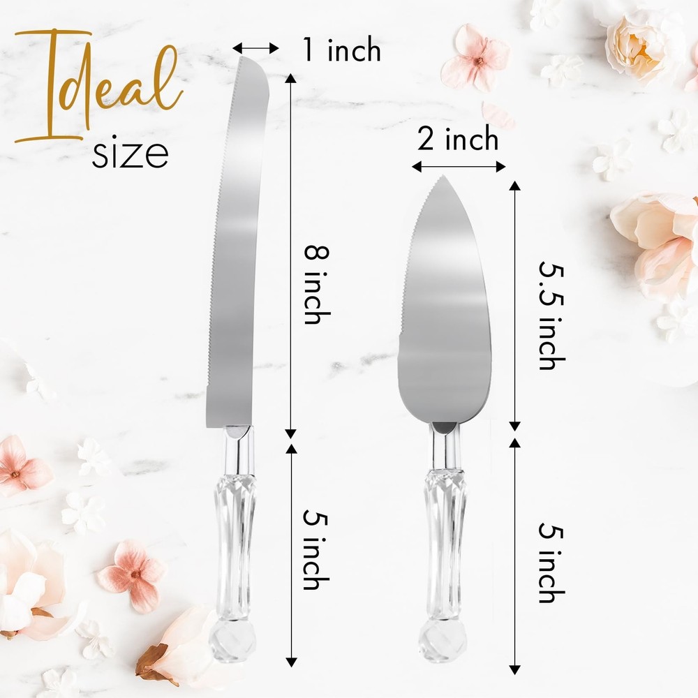 Wedding Cake Knife and Server Set, Cake Cutter and Pie Spatula, Cake Server a...