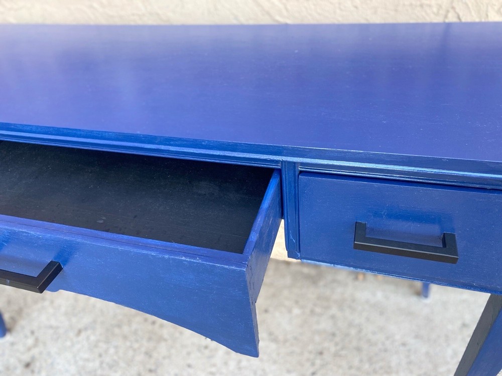 Rare Blue Antique Wood Rectangular  Vintage Desk