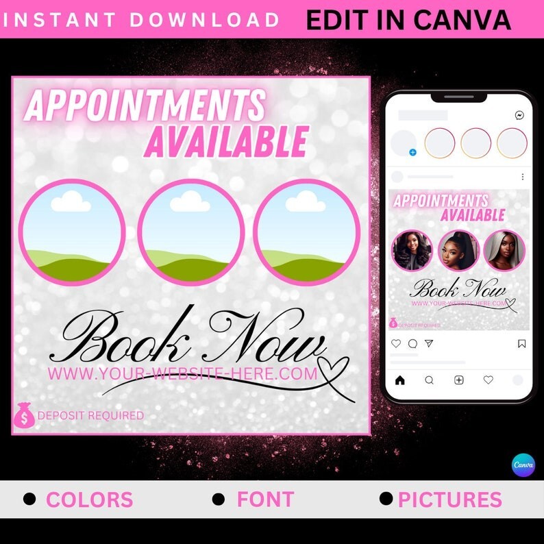 Digital Image Booking Flyer | Edit in Canva Instagram Flyer