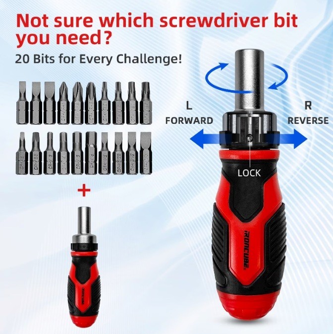 IRONCUBE 53-Piece Compact Socket Tool Set with Ratcheting Screwdriver & Adjustab