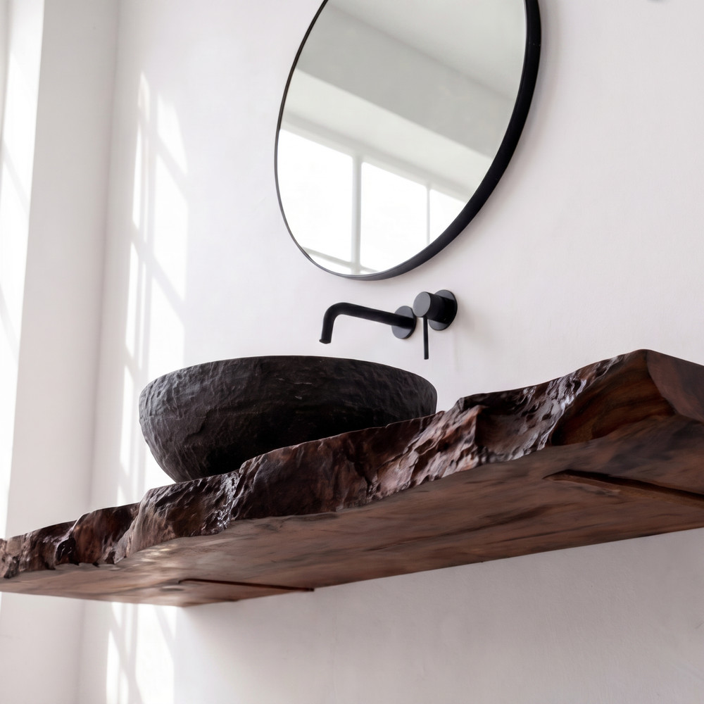 Bathroom Vanity Modern Solid Wood Live Edge Floating Sink Counter Bathroom