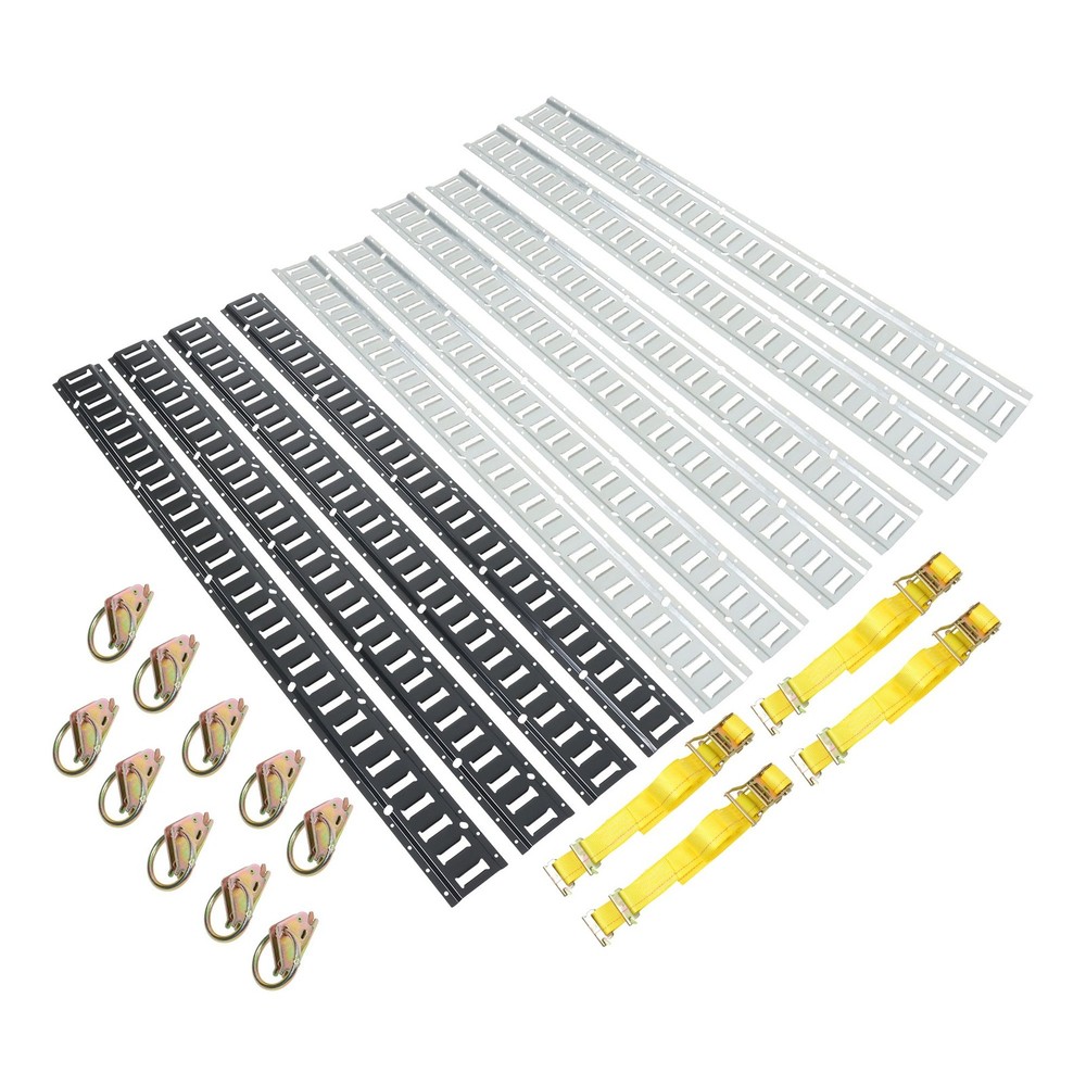 Replacement 24 Pack 5' E Track Tie Down Rail Kit Carbon Steel Silver Black