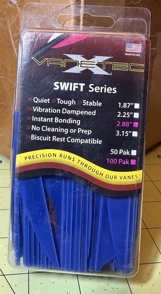 VaneTec Swift 2.88” Vanes 100 Pack Blue