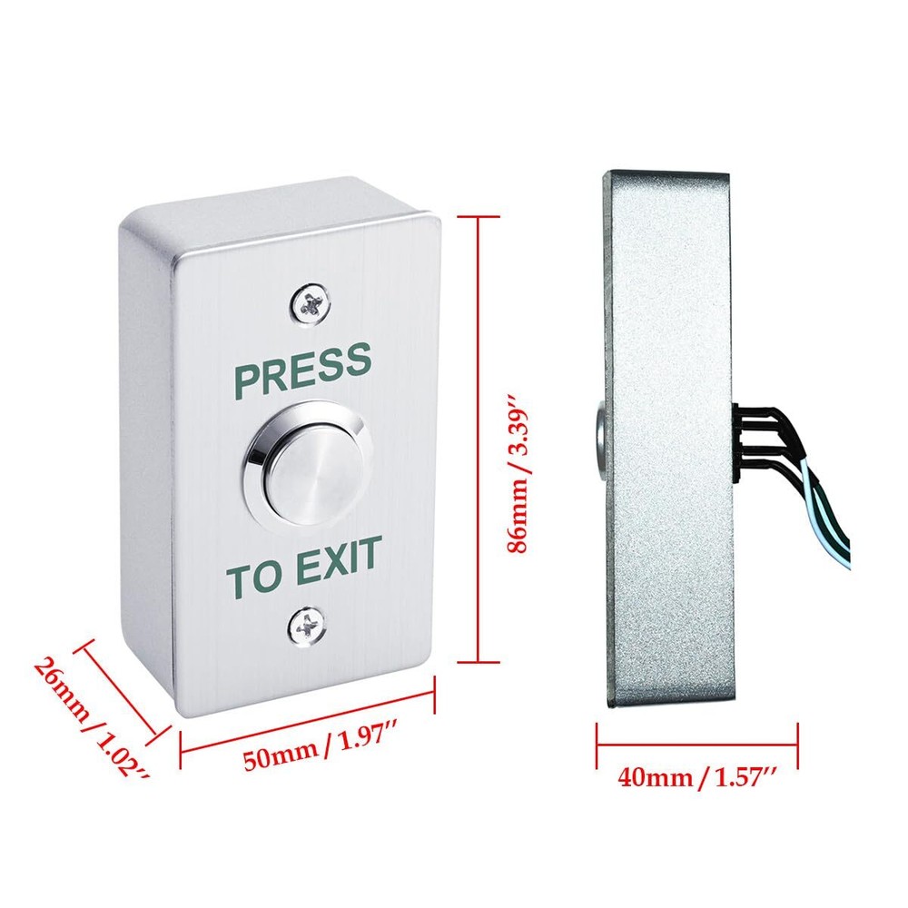 Push to Exit Button for Door Access Control Waterproof Stainless Steel Shell ...