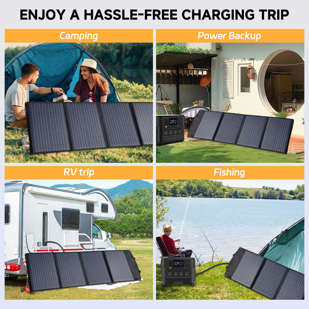 120W 200W 300W 400W Portable Solar Panel for Solar Generators, Outdoor Camping