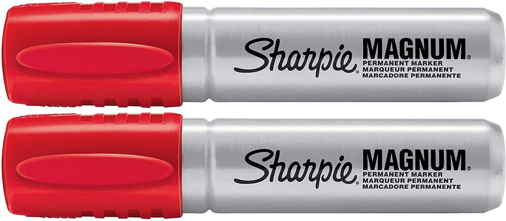 Magnum Permanent Marker - Red, Oversized Chisel Tip, 2 Pack