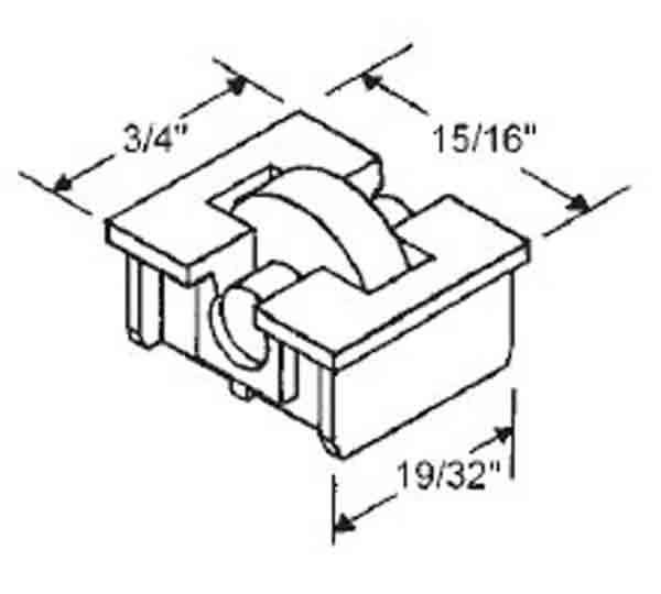 STB Window Roller Assembly, Nylon Wheel, 1/2" Diameter - Package