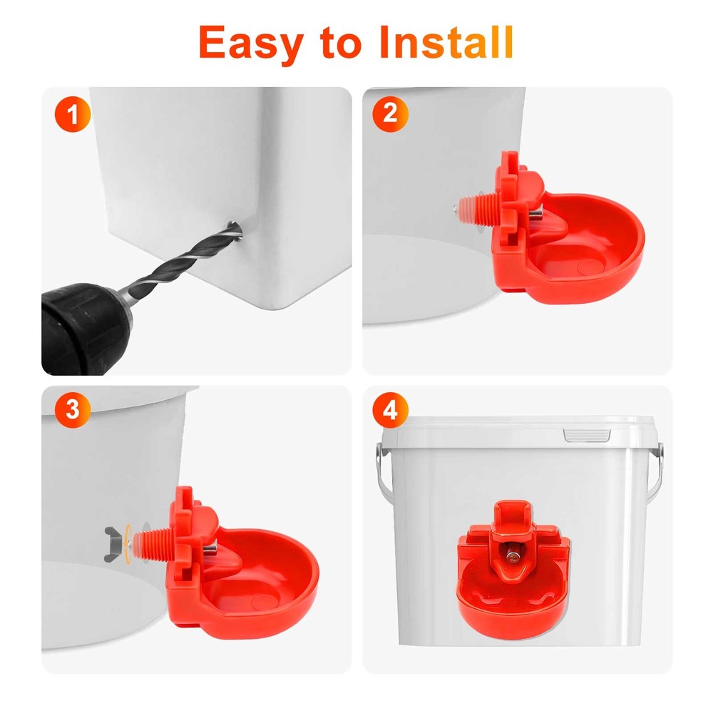 12PCS Chicken Waterer Cups Horizontal Nipple Automatic Drinker Ducks Quail Hen