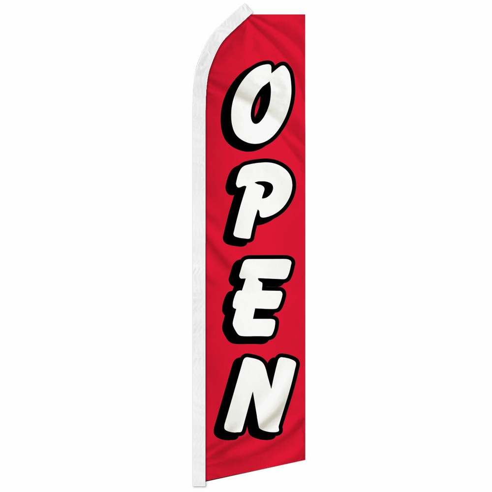Open Advertising Swooper Feather Flutter Flag Now Open RD/WT